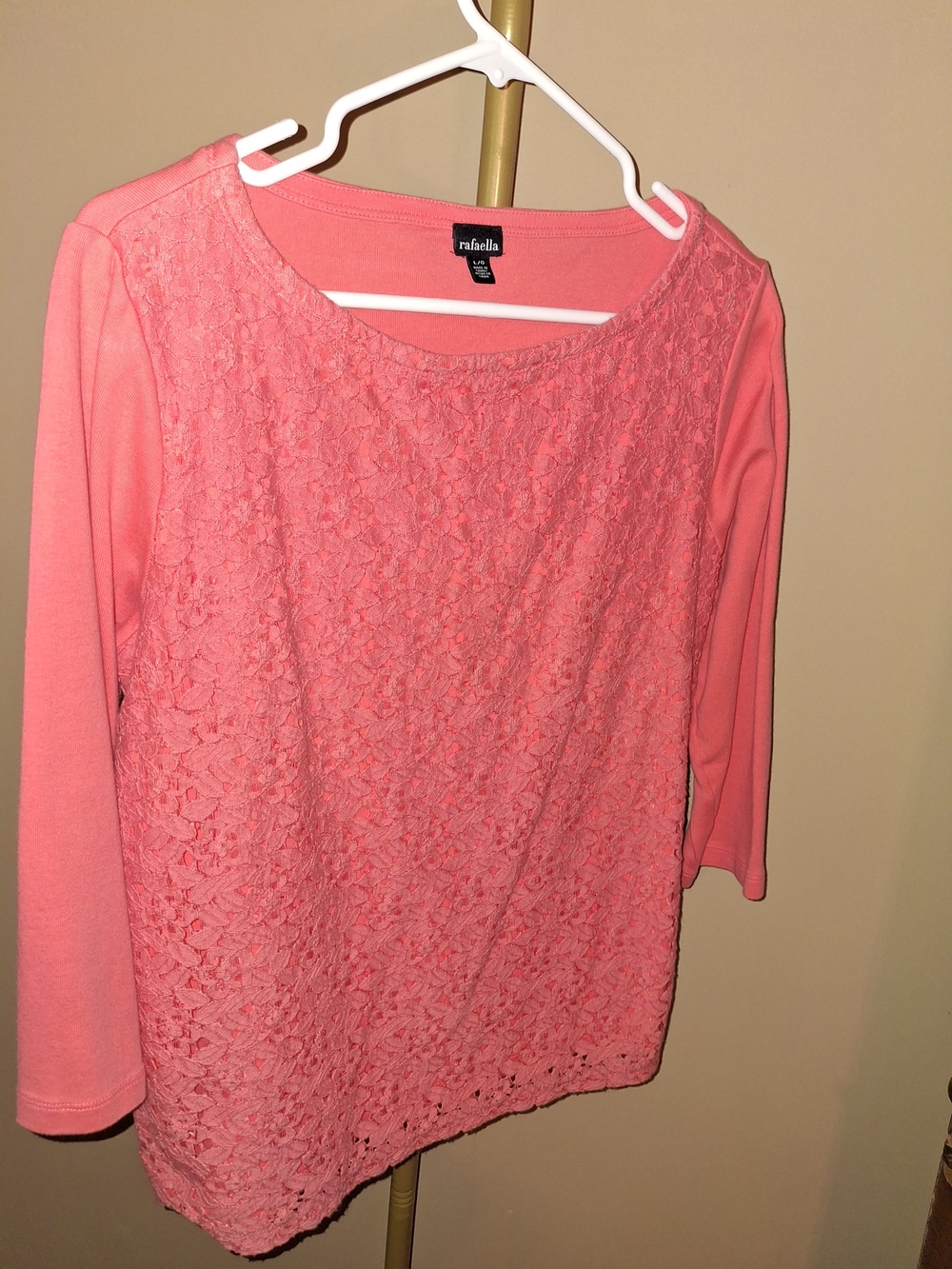Rafaella Coral Lace Front Long-Sleeve Top